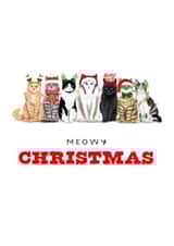 Funny Cat Christmas Card - Cat Pun Christmas Card - For Cat Owners - Meowy Xmas created by badgerbee design