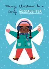 Cute Christmas Card - Lovely Goddaughter - Snow Angel created by Alice Mole Illustration