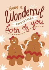 Cute Christmas Card For A Couple, Gingerbread Couple, Lesbian Couple, LGBTQ+ created by Josie Gledhill