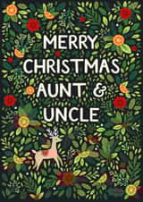 Pretty Christmas Card - For Aunt & Uncle - Reindeer And Robin created by Pear Tree Press