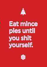 Funny Christmas Card - Eat Mince Pies Frosted Look - Shit Yourself created by Brainbox Candy