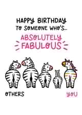 Cute Birthday Card - Absolutely Fabulous - Zebras created by Lyndsay Moon