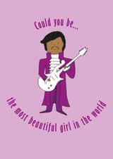 Prince - Could you be the most beautiful girl in the world anniversary card created by Hannah @rocknrollbabies
