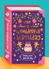 Cute Birthday Card - Book With Flowers - For Her created by Aniet Illustration