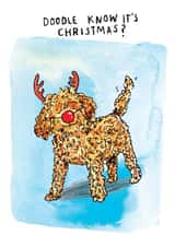 Cute Christmas Card - Golden Doodle - Do You Know It's Christmas Pun created by Jelly Armchair