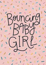Classic New Baby Card - Bouncing Baby Girl created by Christine Cuddihy Illustration