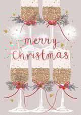 Classic Christmas Card - Champagne Pyramid And Sparkles - Merry Christmas created by Louise Tiler