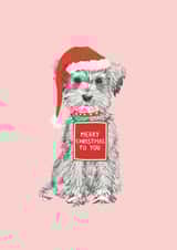 Cute Christmas Card - Merry Christmas To You - Grey Dog created by Louise Tiler