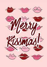 Flirty Christmas Card - Merry Kissmas - Fun Lips Design for Holiday Cheer created by Bee Oyerinde