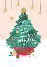 Pretty Christmas Card - Most Wonderful Mum - Tree created by Helen Mackay 
