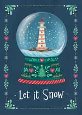 Classic Christmas Card - Lighthouse Snow Globe created by Watercolour Sky