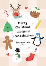 Cute Christmas Card - For Grandchildren - Sticker Illustrations created by Macie Dot Doodles
