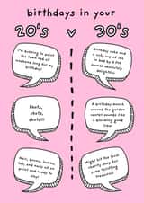 Funny Birthday Card - Birthdays In Your 20's V 30's - Difference created by Original Fox Cards