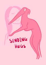 Sending Hugs, Adorable Pink Sighthound Themed Card created by Gal + Goose