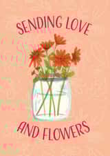 Classic Thinking Of You Card - Sending Love And Flowers - Vase created by Sarah, Spark Prints & Designs