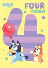 Bluey 4th Birthday Card – Bluey & BIngo – Kids Birthday created by Danilo