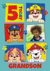 Personalised Birthday Photo Card created by Danilo - Personalised Paw Patrol 5th Birthday Photo Card for Grandson