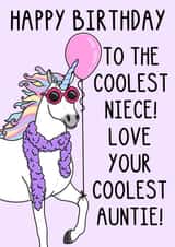 Cute Birthday Card - For Niece - Cool Unicorn created by OhJaye