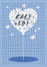 Cute New Baby Card - Baby Boy - Heart Balloon created by Aimee Mac Illustration