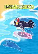 Punny birthday card for anyone, especially surfing enthusiasts created by Pigeon Pals