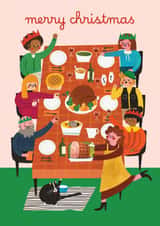 Cute Christmas Card - Family Dinner Scene created by AbiGoLucky