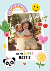 Personalised Birthday Photo Card created by Macie Dot Doodles - Cute Birthday Card - Best Freind - Fun Stickers