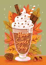 Cute Birthday Card - Hot Chocolate - Autumn Vibes created by Aniet Illustration