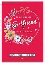 Classic Valentine's Day Card - For Girlfriend - Floral Wreath created by Dalia Clark Design