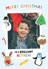 Cute Photo Christmas Card - For Nephew - Sticker Illustrations created by Macie Dot Doodles