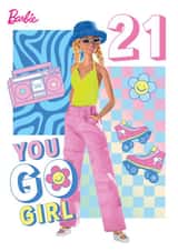Barbie 21st Birthday Card – Retro You Go Girl Design created by Danilo