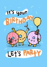 Cute Birthday Card - Let's Party - Party Rings created by The Playful Indian