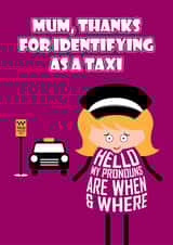 Funny birthday card for mum -- Funny Mother's Day card - Mum taxi created by Versed Aid