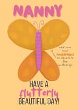 Cute Birthday Card - For Nanny - Fingerprint Butterfly Decoration created by Sian Moore Illustration