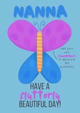 Cute Birthday Card - For Nanna - Fingerprint Butterfly Decoration created by Sian Moore Illustration