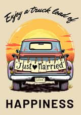 A Truck load of happiness with this Just married Classic Truck to drive off in. created by RevThreads