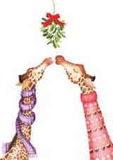 Cute kissing giraffes Christmas card created by LeopardyNonsense