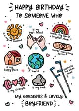 Cute Birthday Card - For Boyfriend - Illustrations created by Lyndsay Moon