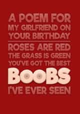 Rude Birthday Card - For Girlfriend - Best Boobs created by Blind Faith
