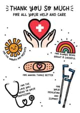 Cute Thank You Card - Hospital - Thank You Ward Staff created by Lyndsay Moon