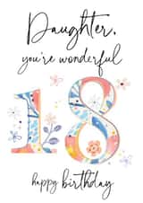 Classic Birthday Card - 18th - Wonderful Daughter created by Katie Phythian Design