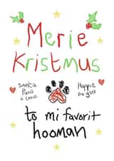 Funny Christmas Card from Pet, Cat or Dog - Merie Kristmas to Mi Favorit Hooman created by Pip & Elwood