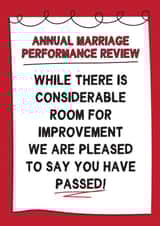Funny Anniversary Card - Annual Marriage Review - Passed created by Gem Draws Stuff
