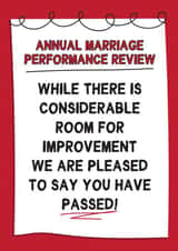 Funny Anniversary Card - Annual Marriage Review - Passed created by Gem Draws Stuff