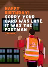 Funny Birthday Card - Sorry Your Card Was Late - Royal Mail created by Pink Peach Cards