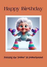 Cute, funny birthday card - gym and fitness - for her, mum, friend created by NoseArt Designs