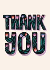Pretty Thank You Card - Floral Typography created by Christine Cuddihy Illustration
