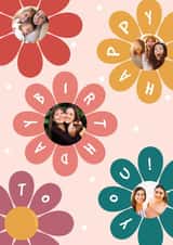 Personalised Birthday Photo Card created by Little Prints Fred Designs - Cute Birthday Card - Colourful Daisies
