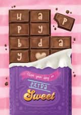 Fun Birthday Card - Sweet Birthday - Chocolate Bar created by Aniet Illustration