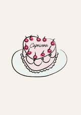 Capricorn cute cake astrology star sign birthday card created by DesignGal