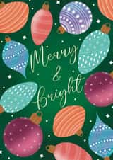 Merry & Bright - Christmas Card - Bauble Design Christmas Card created by Rainee Collections